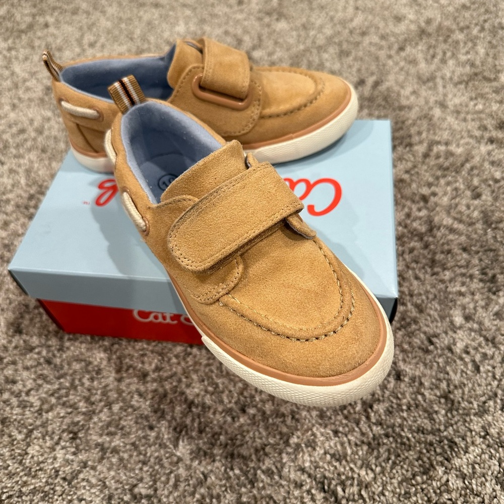 Cat & Jack Tan Boat Shoes with Velcro Strap- 10T